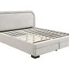 Vente-unique Lit avec tiroirs 140 x 190 cm - Tissu - Beige - INASTO