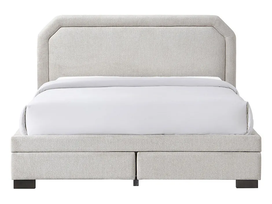 Vente-unique Lit avec tiroirs 140 x 190 cm - Tissu - Beige - INASTO
