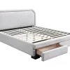 Vente-unique Lit avec tiroirs 160 x 200 cm - Tissu - Gris clair + Matelas - INASTO Clearance