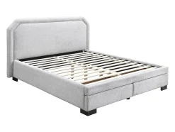 Vente-unique Lit avec tiroirs 180 x 200 cm - Tissu - Gris clair + Matelas - INASTO