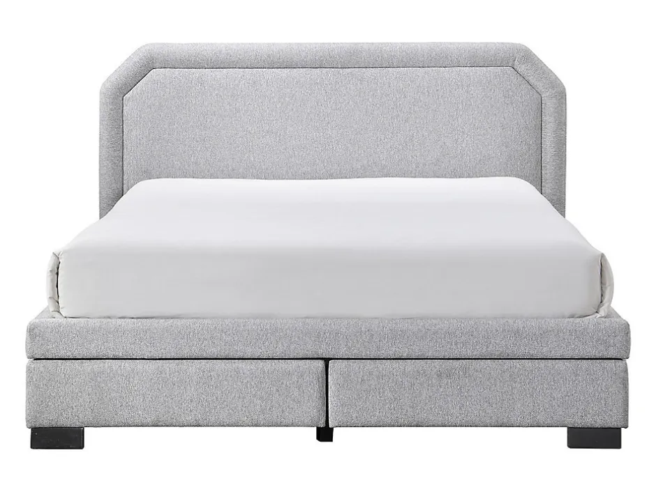 Vente-unique Lit avec tiroirs 180 x 200 cm - Tissu - Gris clair + Matelas - INASTO