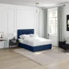 Vente-unique Lit avec tiroirs 160 x 200 cm - Tissu velours bleu - LEOPOLD Best