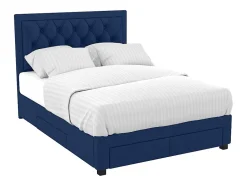 Vente-unique Lit avec tiroirs 160 x 200 cm - Tissu velours bleu - LEOPOLD Best