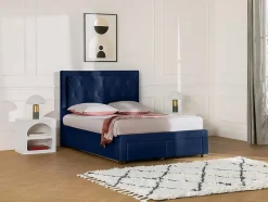 Vente-unique Lit avec tiroirs 160 x 200 cm - Tissu velours bleu - LEOPOLD Best