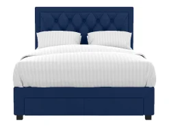 Vente-unique Lit avec tiroirs 160 x 200 cm - Tissu velours bleu - LEOPOLD Best