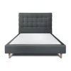 Sommeil De Plomb Lit avec tête de lit capitonnée velours et sommier - Lit en bois massif Outlet