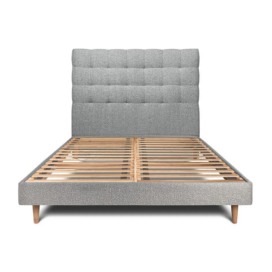 Sommeil De Plomb Lit avec tête de lit capitonnée et sommier kit - Lit en bois massif