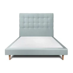 Sommeil De Plomb Lit avec tête de lit capitonnée velours et sommier - Lit en bois massif