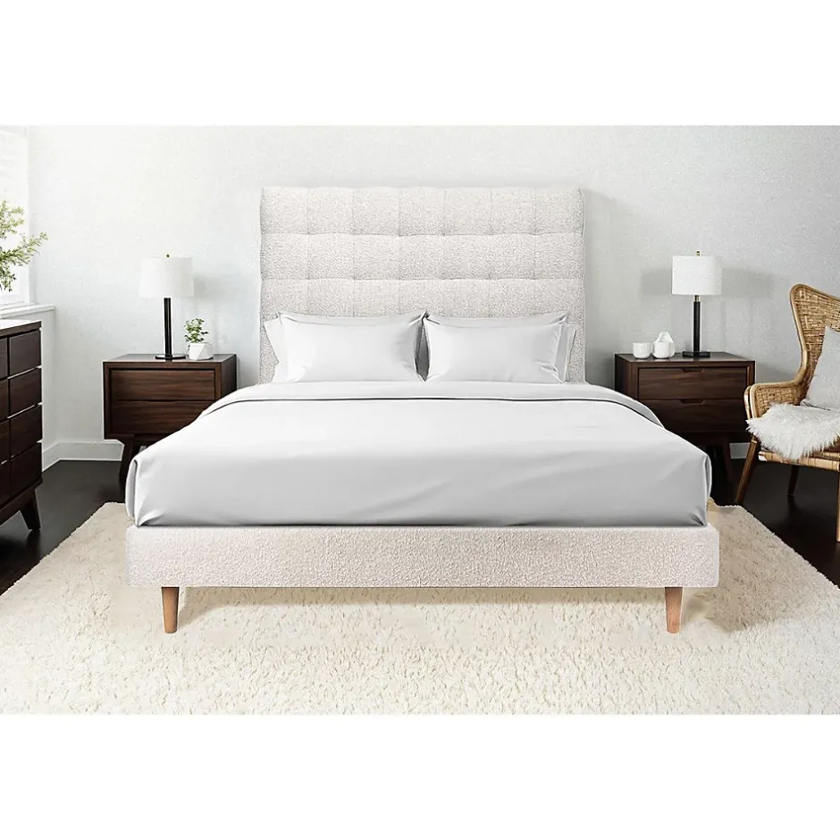 Sommeil De Plomb Lit avec tête de lit capitonnée et sommier tapissier - Lit en bois massif Online