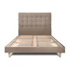 Sommeil De Plomb Lit avec tête de lit capitonnée velours et sommier kit - Lit en bois massif