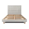 Sommeil De Plomb Lit avec tête de lit capitonnée velours et sommier kit - Lit en bois massif