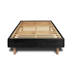Sommeil De Plomb Lit avec tête de lit capitonnée et sommier kit - Lit en bois massif New