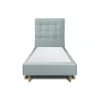 Sommeil De Plomb Lit avec tête de lit capitonnée velours et sommier - Lit en bois massif