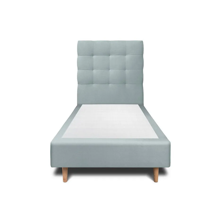Sommeil De Plomb Lit avec tête de lit capitonnée velours et sommier - Lit en bois massif