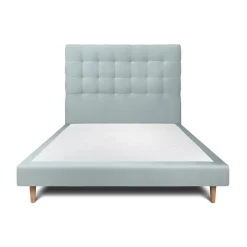 Sommeil De Plomb Lit avec tête de lit capitonnée velours et sommier - Lit en bois massif