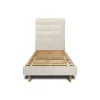 Sommeil De Plomb Lit avec tête de lit capitonnée tissu et sommier kit - Lit en bois massif