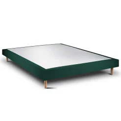 Sommeil De Plomb Lit avec tête de lit capitonnée velours et sommier - Lit en bois massif Outlet
