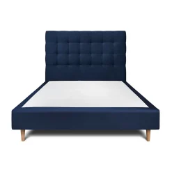 Sommeil De Plomb Lit avec tête de lit capitonnée velours et sommier - Lit en bois massif Online