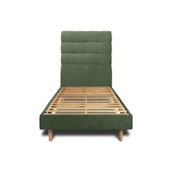 Sommeil De Plomb Lit avec tête de lit capitonnée tissu et sommier kit - Lit en bois massif