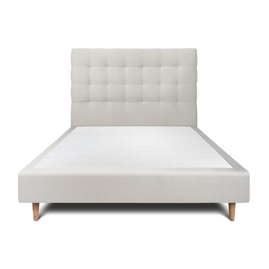 Sommeil De Plomb Lit avec tête de lit capitonnée velours et sommier - Lit en bois massif