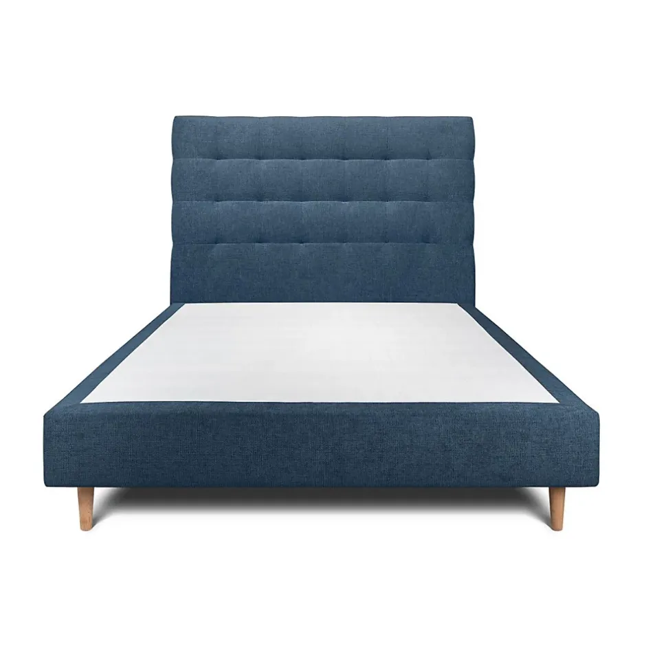 Sommeil De Plomb Lit avec tête de lit capitonnée tissu et sommier tapissier - Lit en bois massif Best