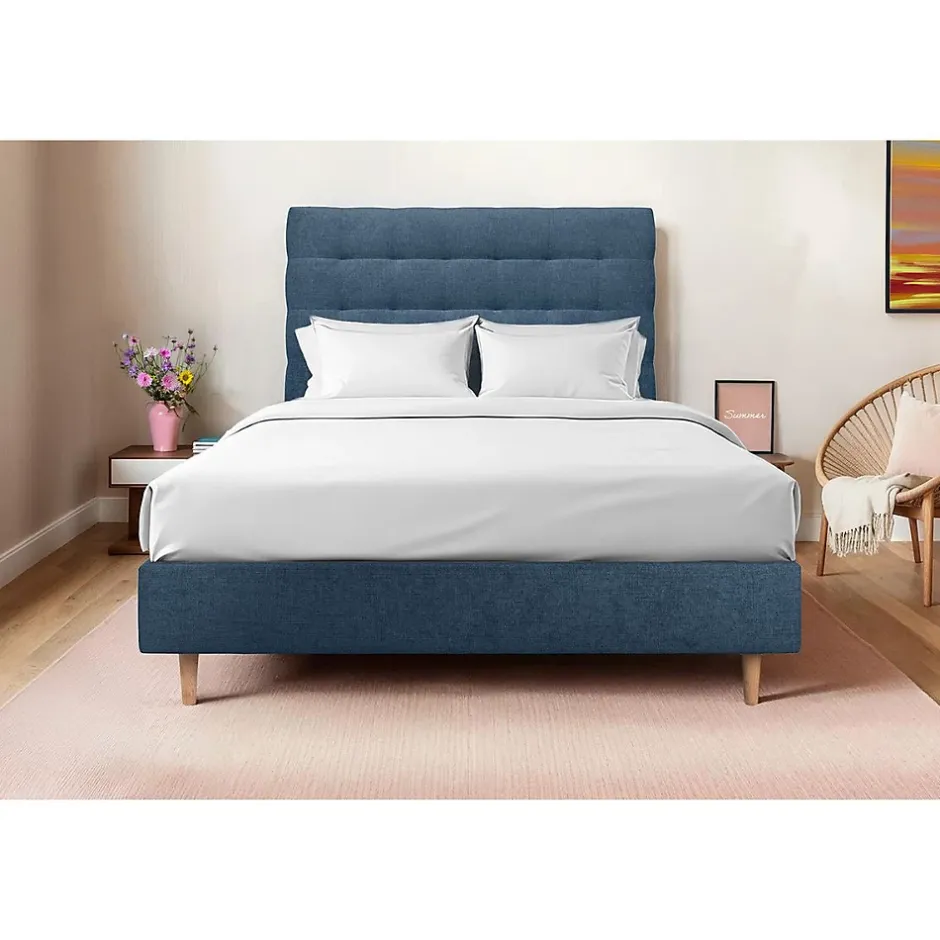 Sommeil De Plomb Lit avec tête de lit capitonnée tissu et sommier tapissier - Lit en bois massif Best