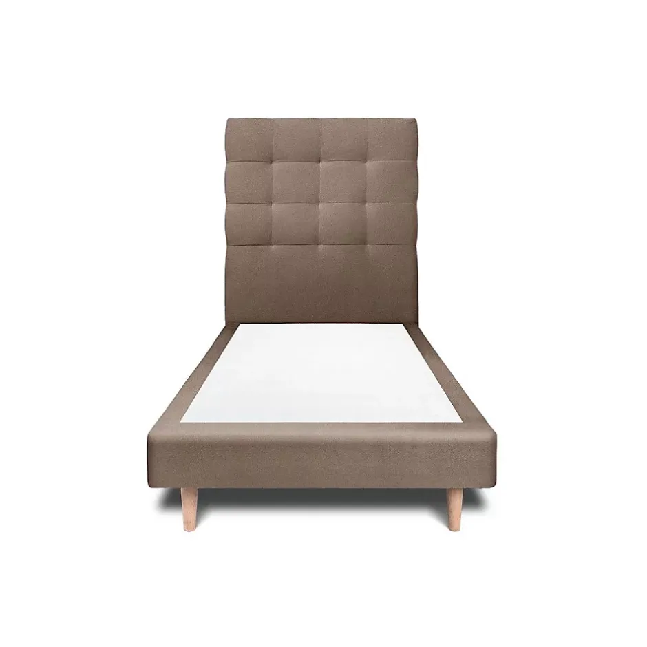 Sommeil De Plomb Lit avec tête de lit capitonnée velours et sommier - Lit en bois massif Online