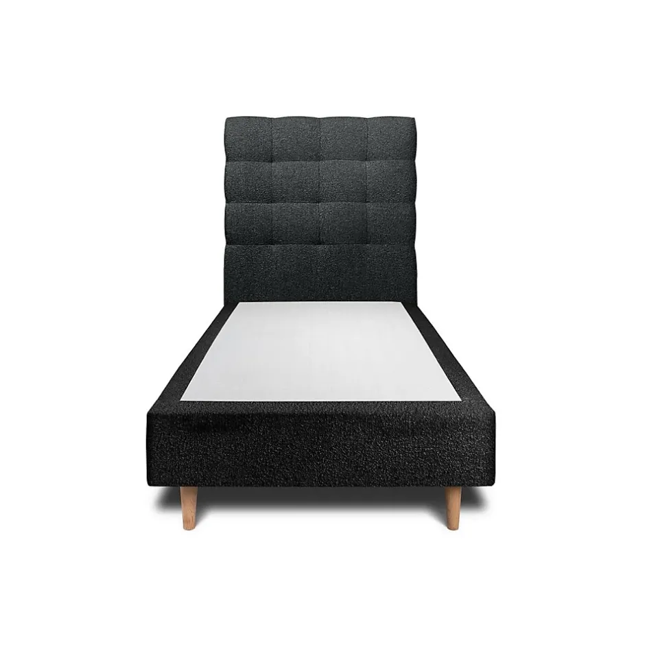 Sommeil De Plomb Lit avec tête de lit capitonnée et sommier tapissier - Lit en bois massif New