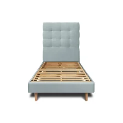 Sommeil De Plomb Lit avec tête de lit capitonnée velours et sommier kit - Lit en bois massif Best