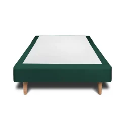 Sommeil De Plomb Lit avec tête de lit capitonnée velours et sommier - Lit en bois massif New