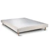 Sommeil De Plomb Lit avec tête de lit capitonnée tissu et sommier tapissier - Lit en bois massif