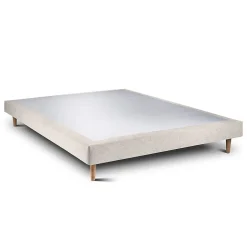 Sommeil De Plomb Lit avec tête de lit capitonnée tissu et sommier tapissier - Lit en bois massif