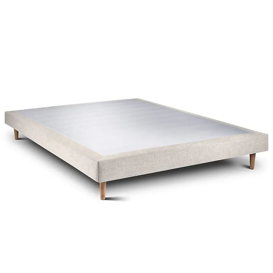 Sommeil De Plomb Lit avec tête de lit capitonnée tissu et sommier tapissier - Lit en bois massif