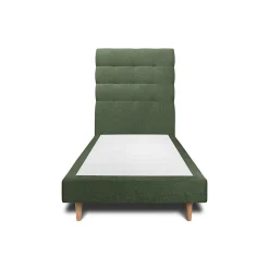 Sommeil De Plomb Lit avec tête de lit capitonnée tissu et sommier tapissier - Lit en bois massif