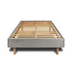 Sommeil De Plomb Lit avec tête de lit capitonnée et sommier kit - Lit en bois massif Sale