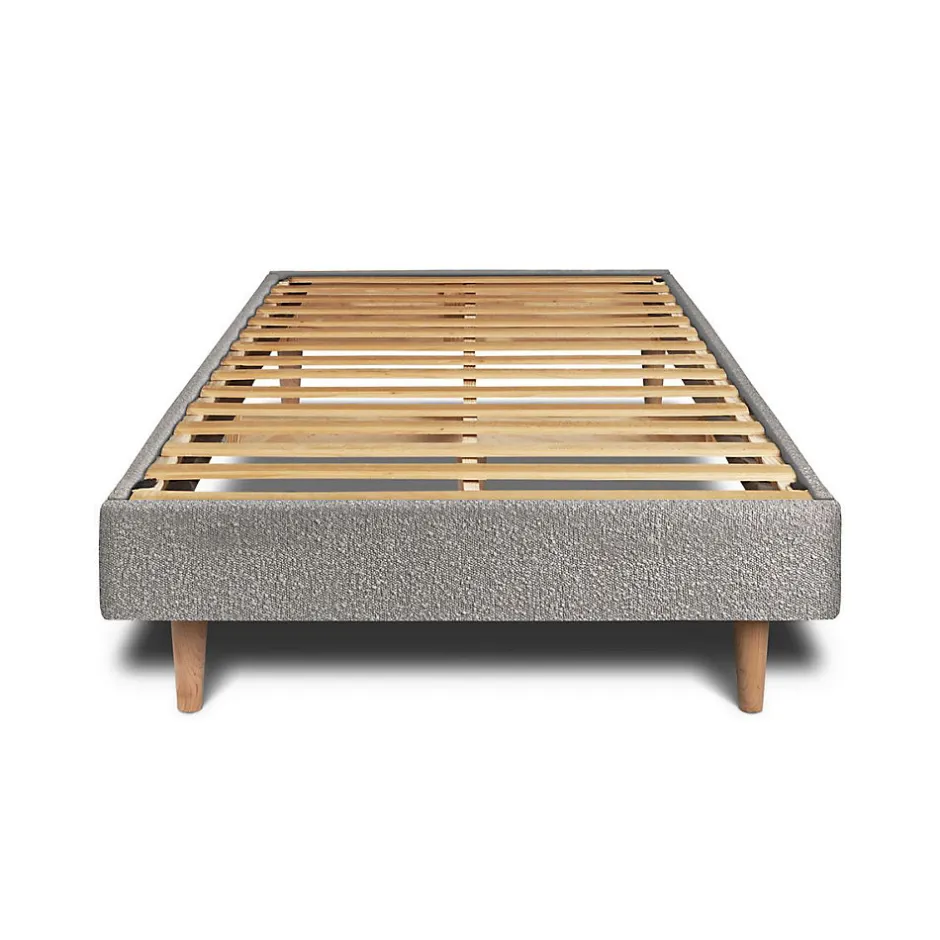 Sommeil De Plomb Lit avec tête de lit capitonnée et sommier kit - Lit en bois massif Sale