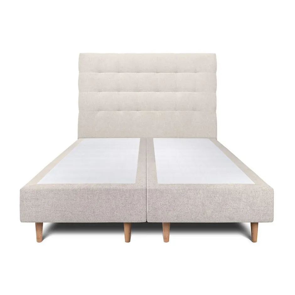 Sommeil De Plomb Lit avec tête de lit capitonnée tissu et sommier tapissier - Lit en bois massif Clearance
