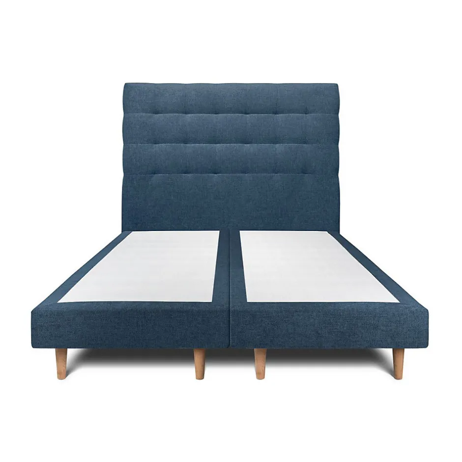 Sommeil De Plomb Lit avec tête de lit capitonnée tissu et sommier tapissier - Lit en bois massif