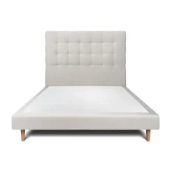 Sommeil De Plomb Lit avec tête de lit capitonnée velours et sommier - Lit en bois massif New