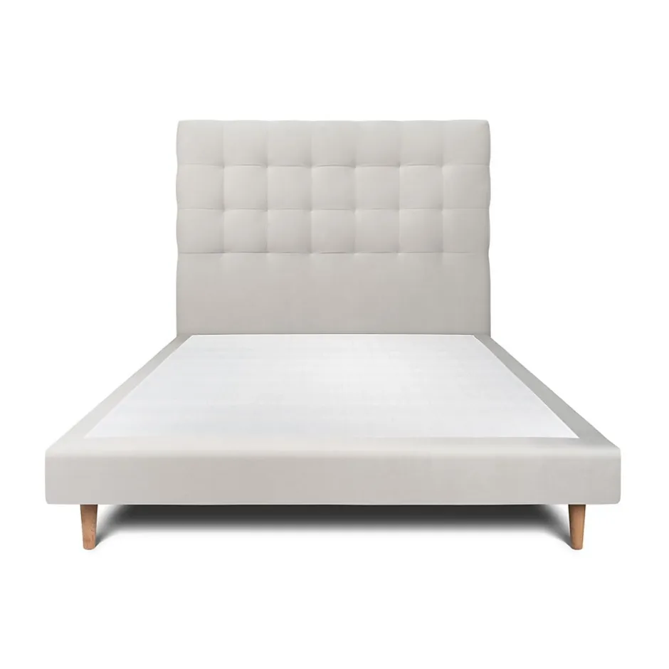 Sommeil De Plomb Lit avec tête de lit capitonnée velours et sommier - Lit en bois massif New