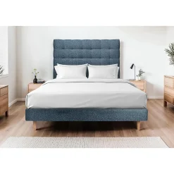 Sommeil De Plomb Lit avec tête de lit capitonnée et sommier tapissier - Lit en bois massif New