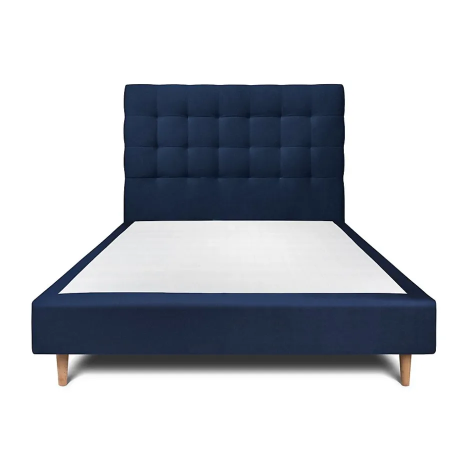 Sommeil De Plomb Lit avec tête de lit capitonnée velours et sommier - Lit en bois massif New