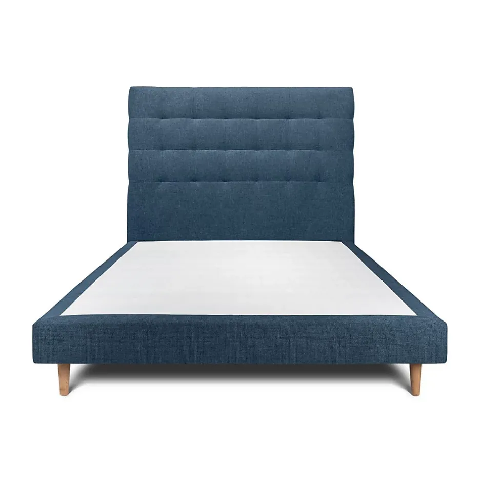 Sommeil De Plomb Lit avec tête de lit capitonnée tissu et sommier tapissier - Lit en bois massif Clearance