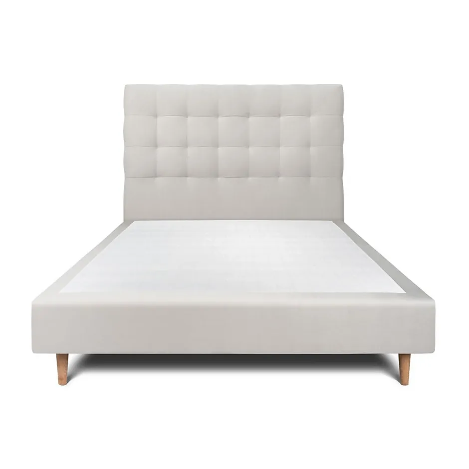 Sommeil De Plomb Lit avec tête de lit capitonnée velours et sommier - Lit en bois massif Sale