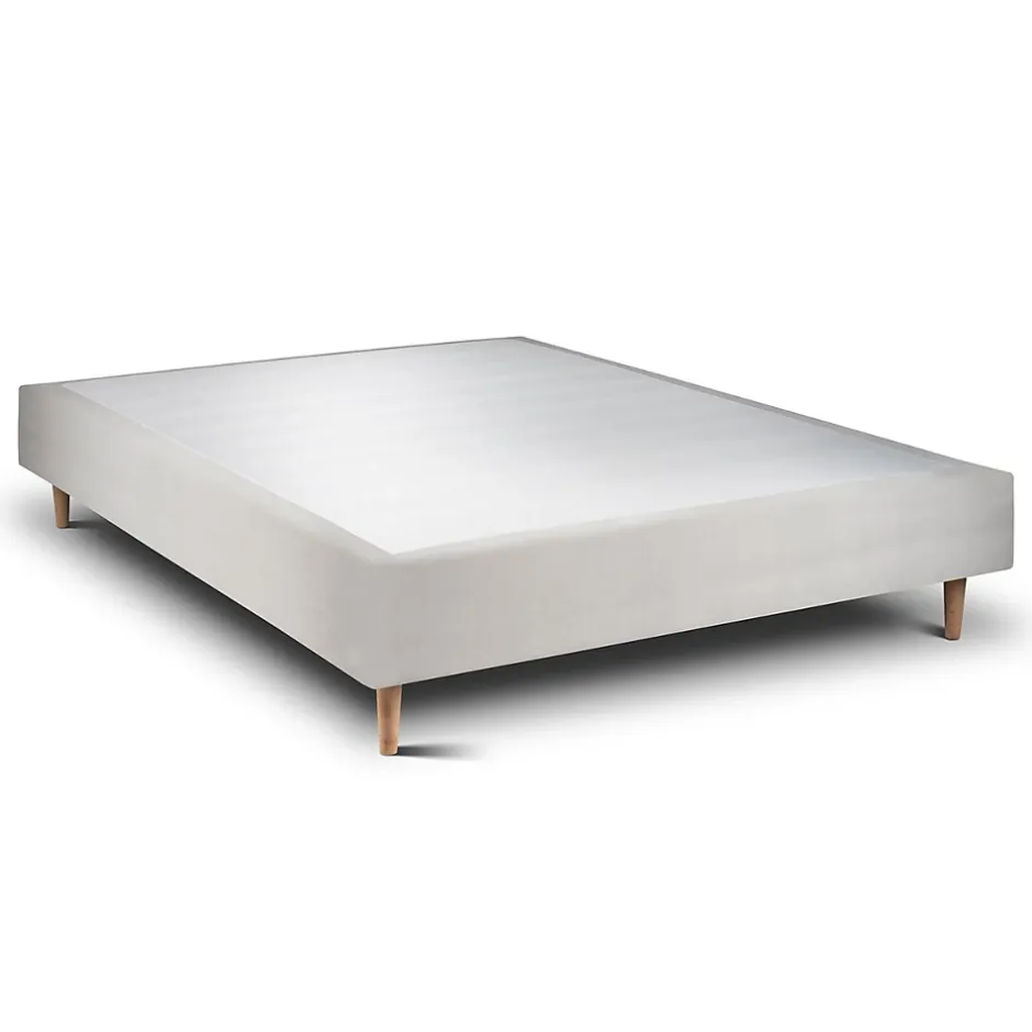 Sommeil De Plomb Lit avec tête de lit capitonnée velours et sommier - Lit en bois massif Sale