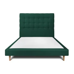 Sommeil De Plomb Lit avec tête de lit capitonnée velours et sommier - Lit en bois massif Best