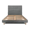 Sommeil De Plomb Lit avec tête de lit capitonnée tissu et sommier kit - Lit en bois massif