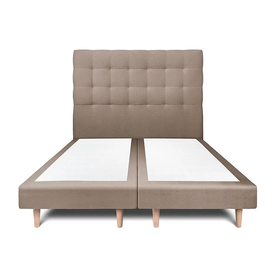 Sommeil De Plomb Lit avec tête de lit capitonnée velours et sommier - Lit en bois massif New