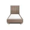 Sommeil De Plomb Lit avec tête de lit capitonnée velours et sommier - Lit en bois massif