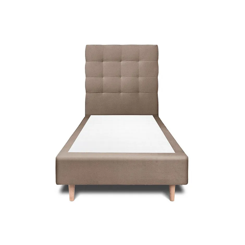 Sommeil De Plomb Lit avec tête de lit capitonnée velours et sommier - Lit en bois massif